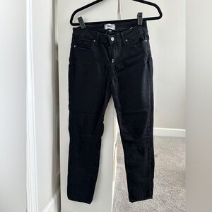 PAIGE Black Skinny Women's Jeans, Knee distress
